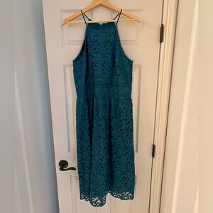 LOFT Teal Midi Lace Dress